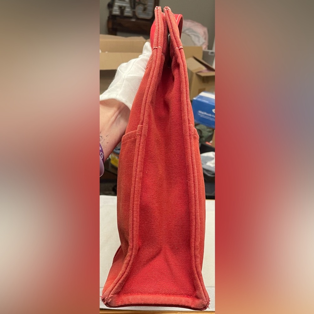 Hermes Authentic Vintage Red Canvas Tote Bag - Picture 5 of 16